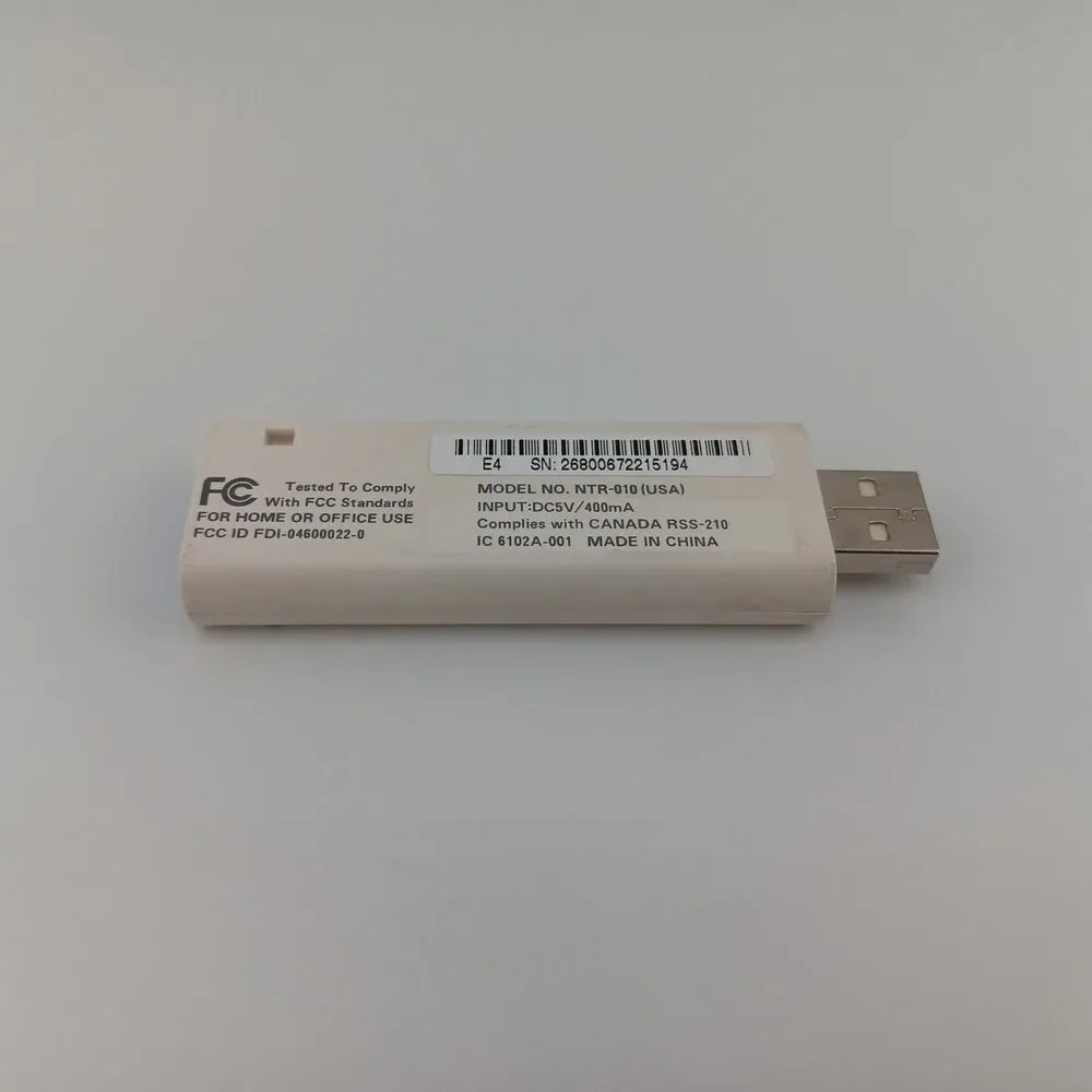 Nintendo NTR-010 (USA) Wi-Fi USB Connector White USB Wireless for DS & Wii